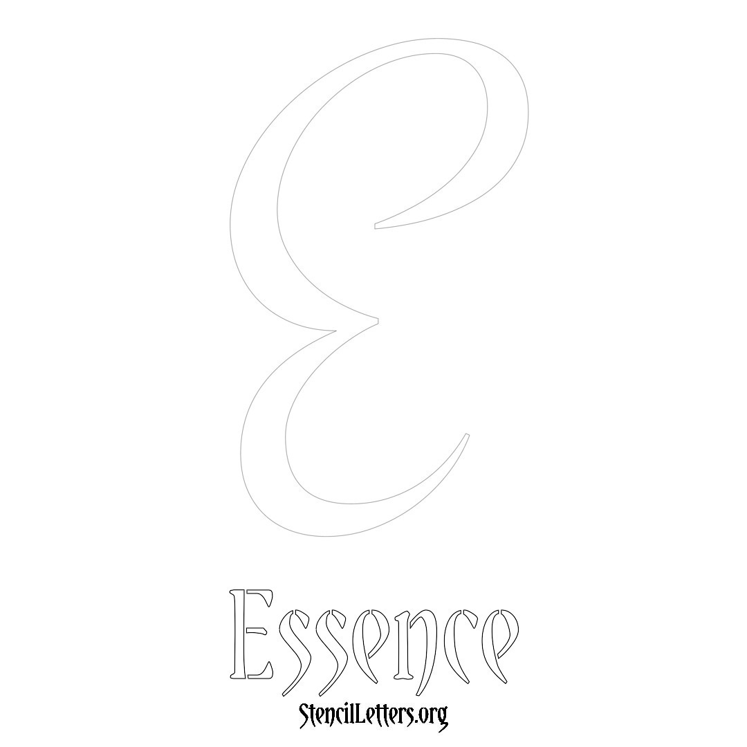 Essence printable name initial stencil in Vintage Brush Lettering