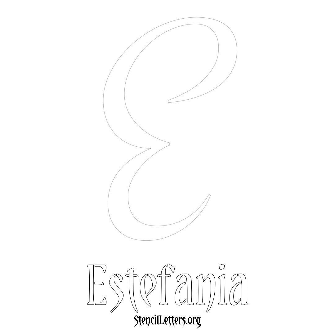 Estefania printable name initial stencil in Vintage Brush Lettering