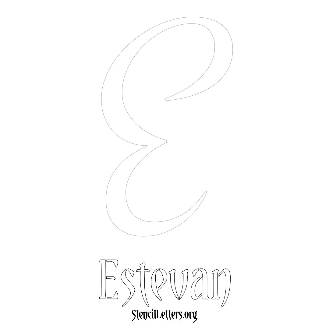 Estevan printable name initial stencil in Vintage Brush Lettering