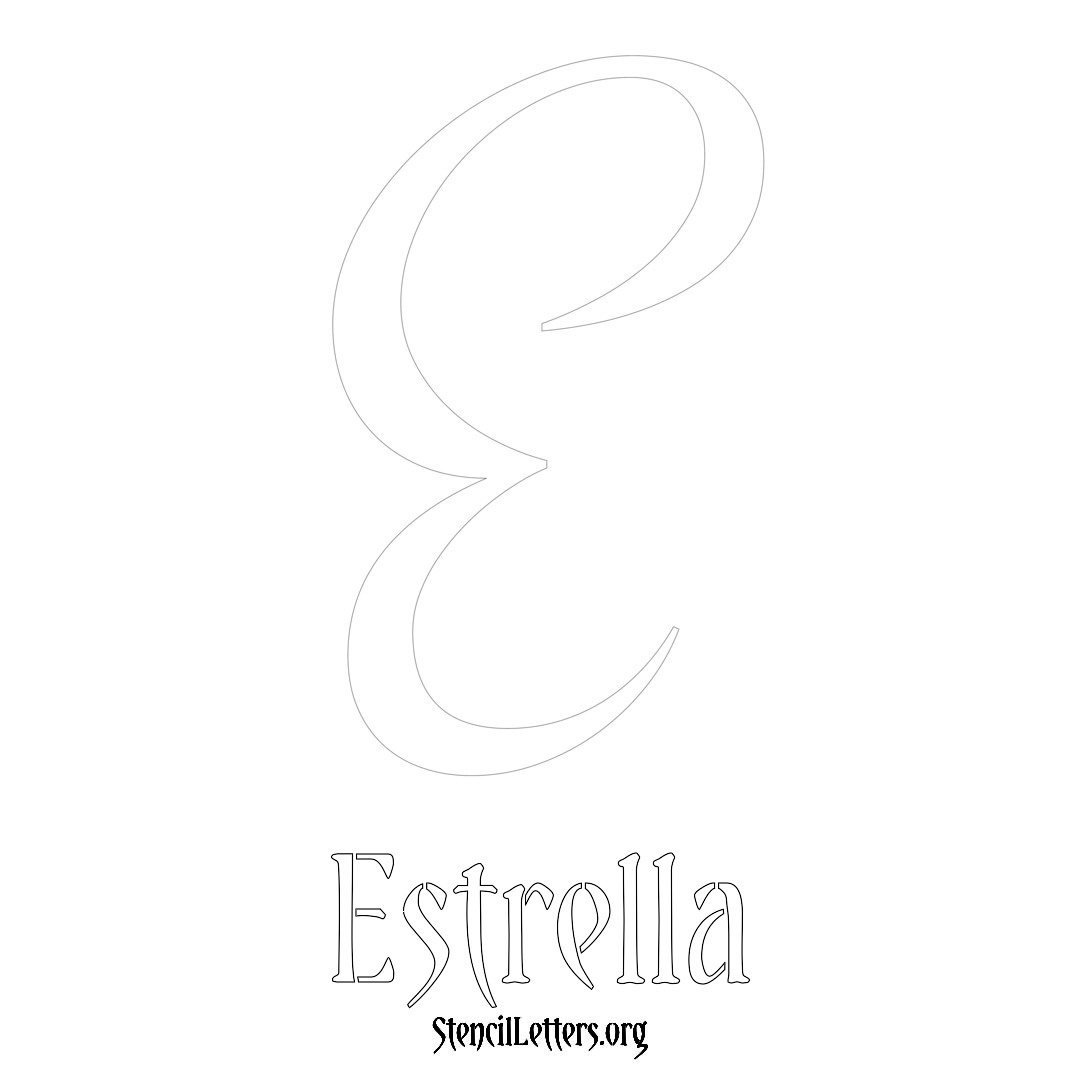 Estrella printable name initial stencil in Vintage Brush Lettering