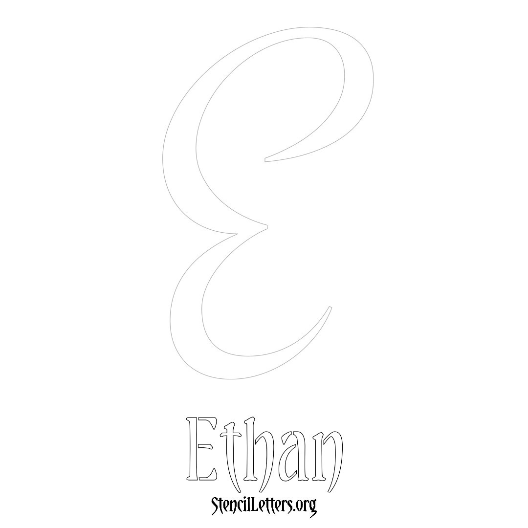 Ethan printable name initial stencil in Vintage Brush Lettering