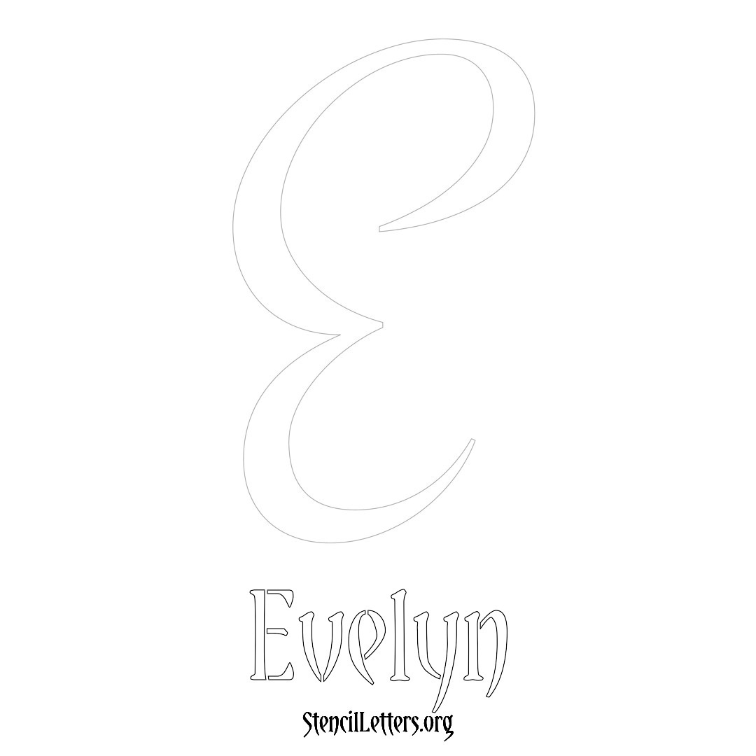 Evelyn printable name initial stencil in Vintage Brush Lettering