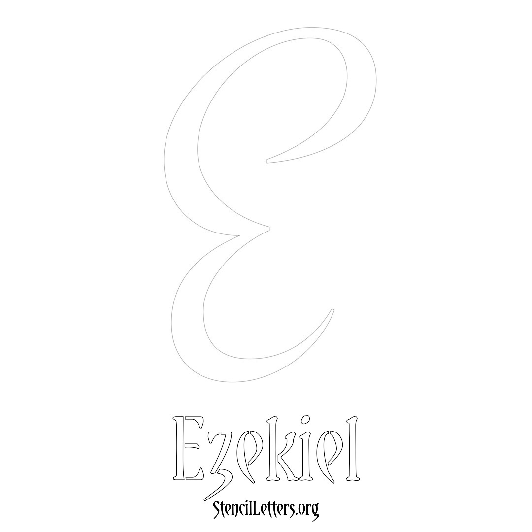 Ezekiel printable name initial stencil in Vintage Brush Lettering