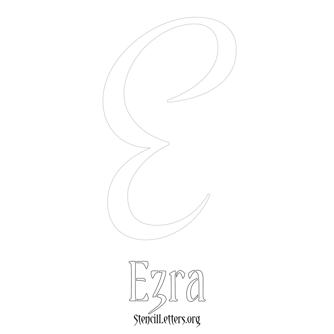 Ezra printable name initial stencil in Vintage Brush Lettering