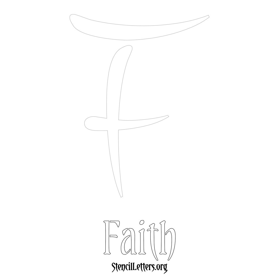 Faith printable name initial stencil in Vintage Brush Lettering