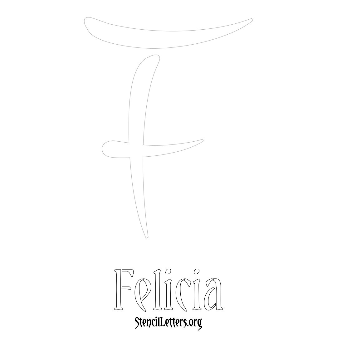 Felicia printable name initial stencil in Vintage Brush Lettering