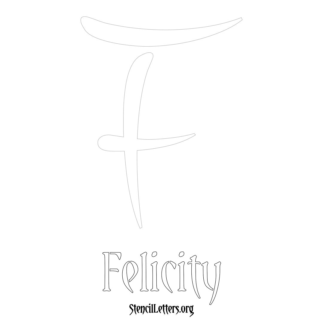 Felicity printable name initial stencil in Vintage Brush Lettering