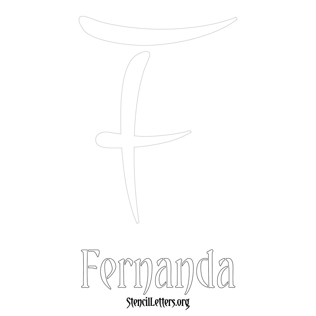 Fernanda printable name initial stencil in Vintage Brush Lettering