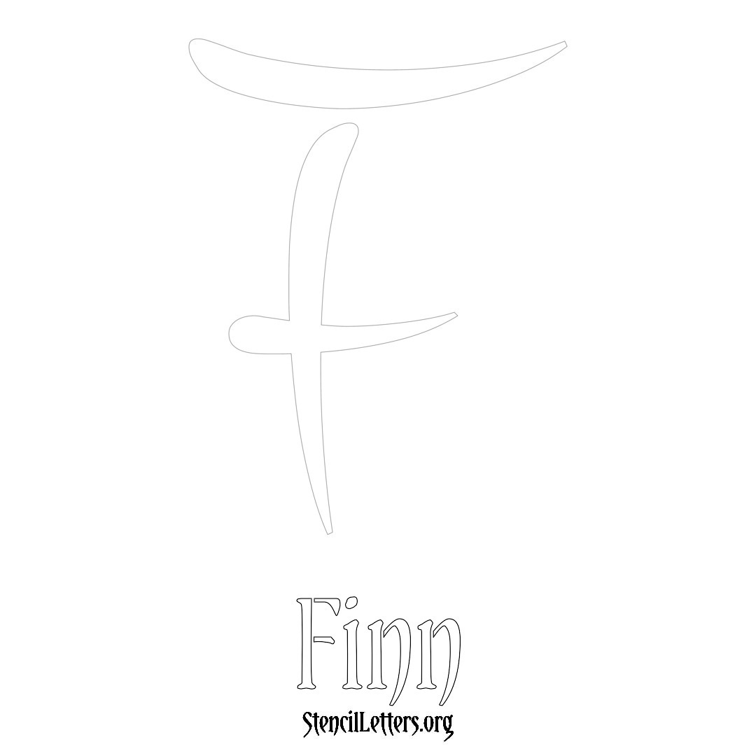 Finn printable name initial stencil in Vintage Brush Lettering