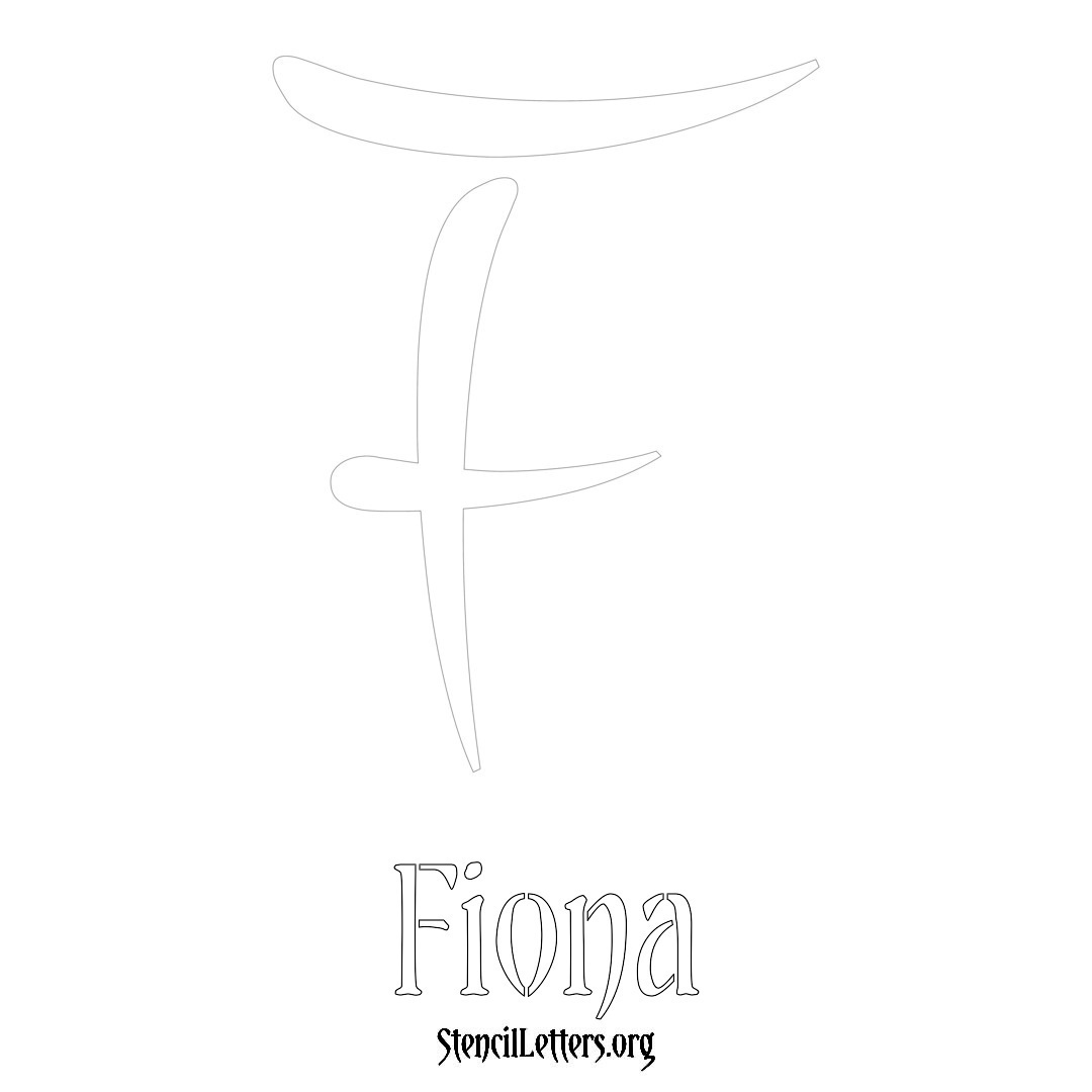 Fiona printable name initial stencil in Vintage Brush Lettering