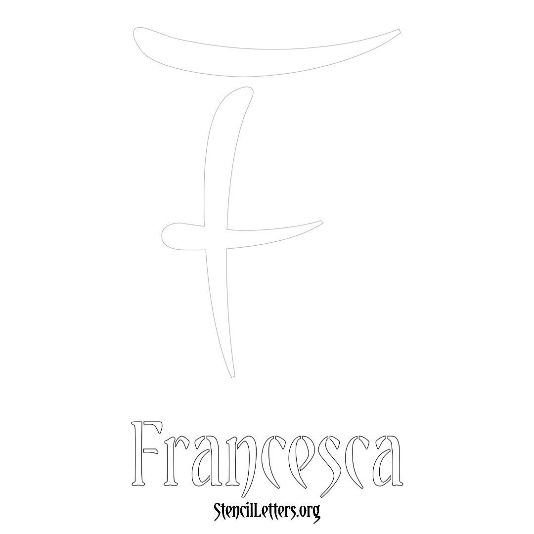 Francesca printable name initial stencil in Vintage Brush Lettering