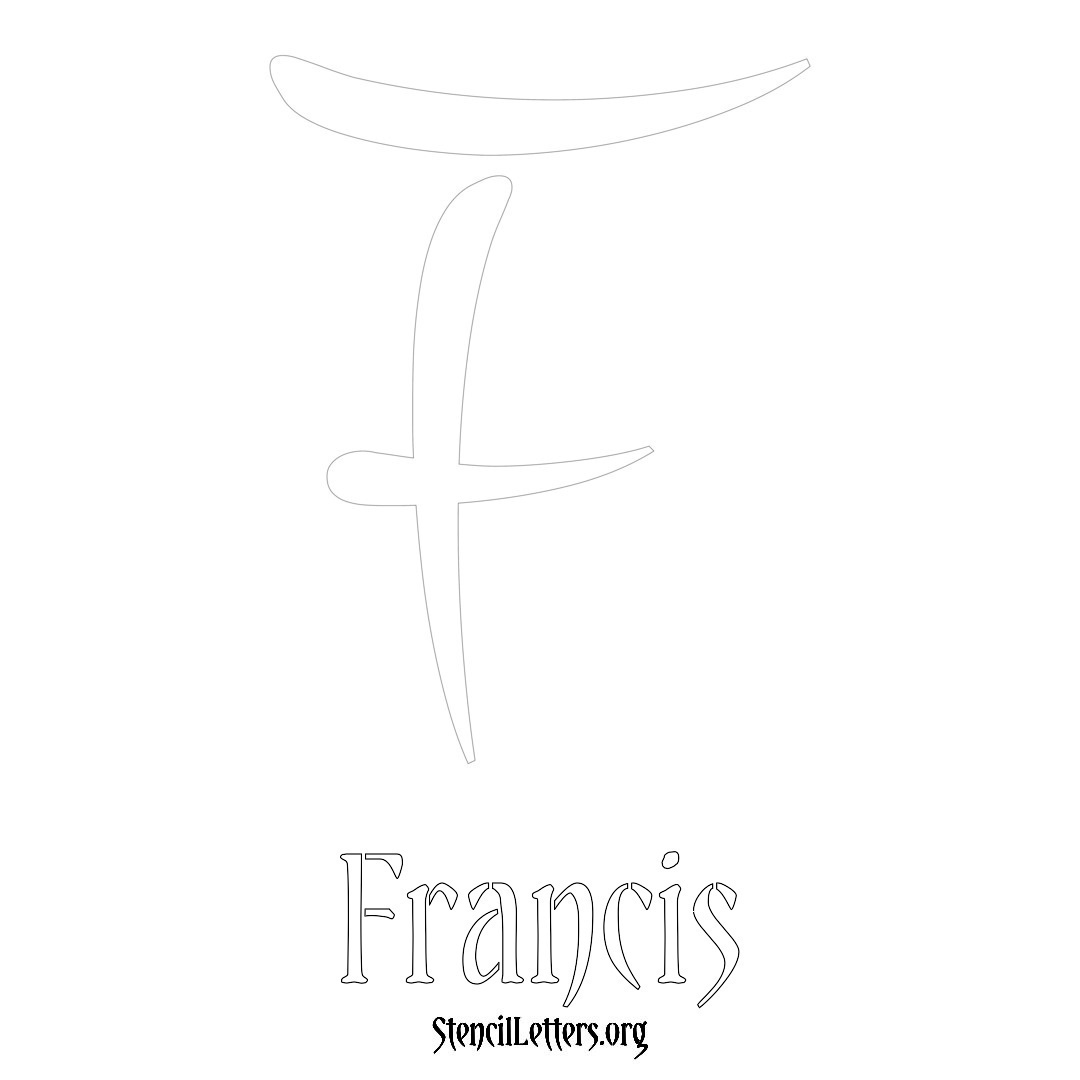 Francis printable name initial stencil in Vintage Brush Lettering