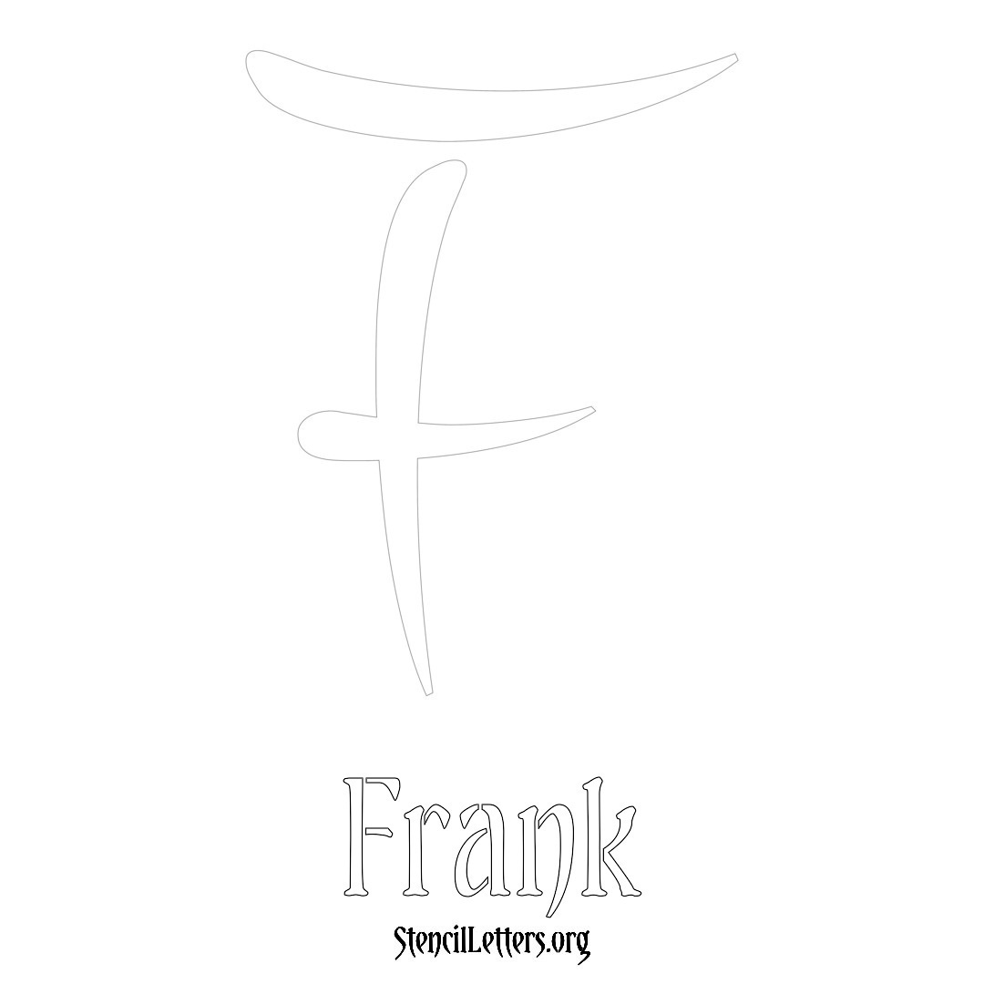 Frank printable name initial stencil in Vintage Brush Lettering