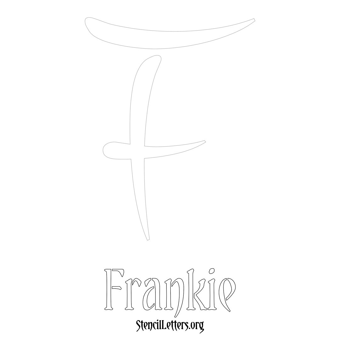 Frankie printable name initial stencil in Vintage Brush Lettering