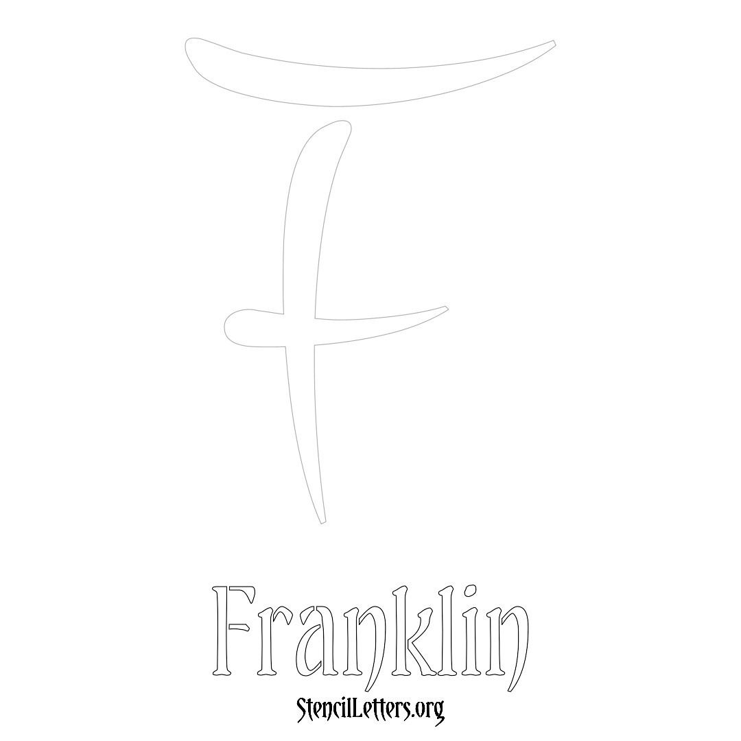 Franklin printable name initial stencil in Vintage Brush Lettering