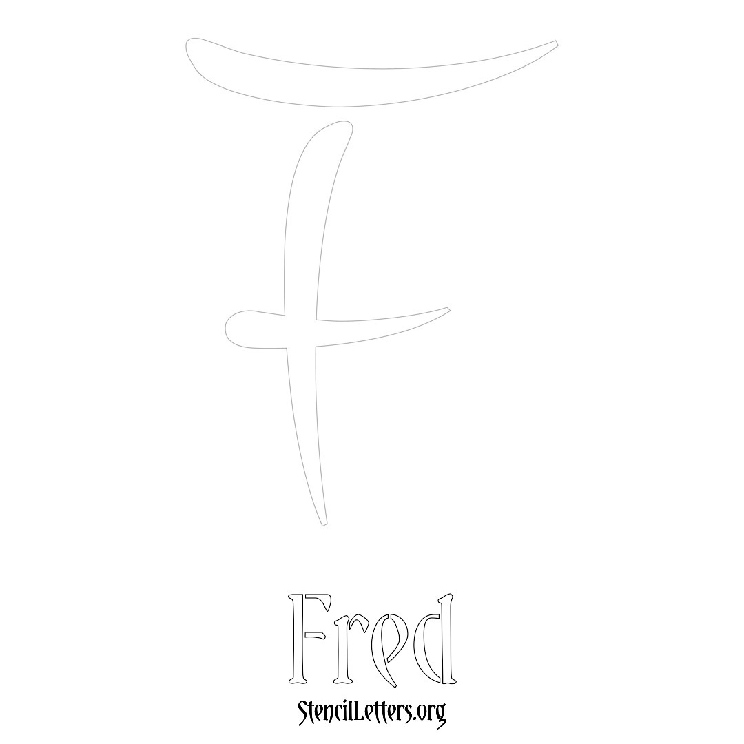 Fred printable name initial stencil in Vintage Brush Lettering
