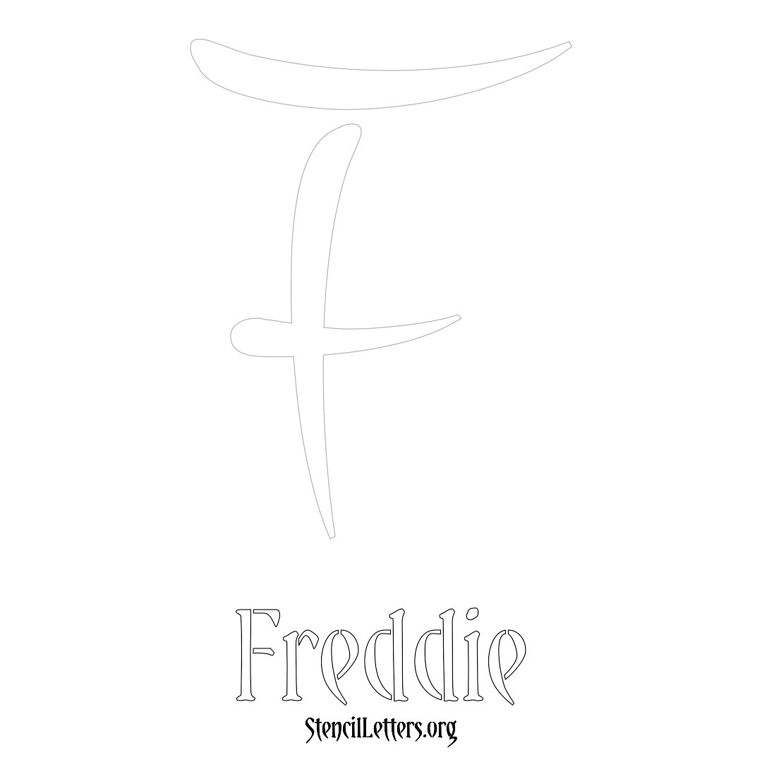 Freddie printable name initial stencil in Vintage Brush Lettering