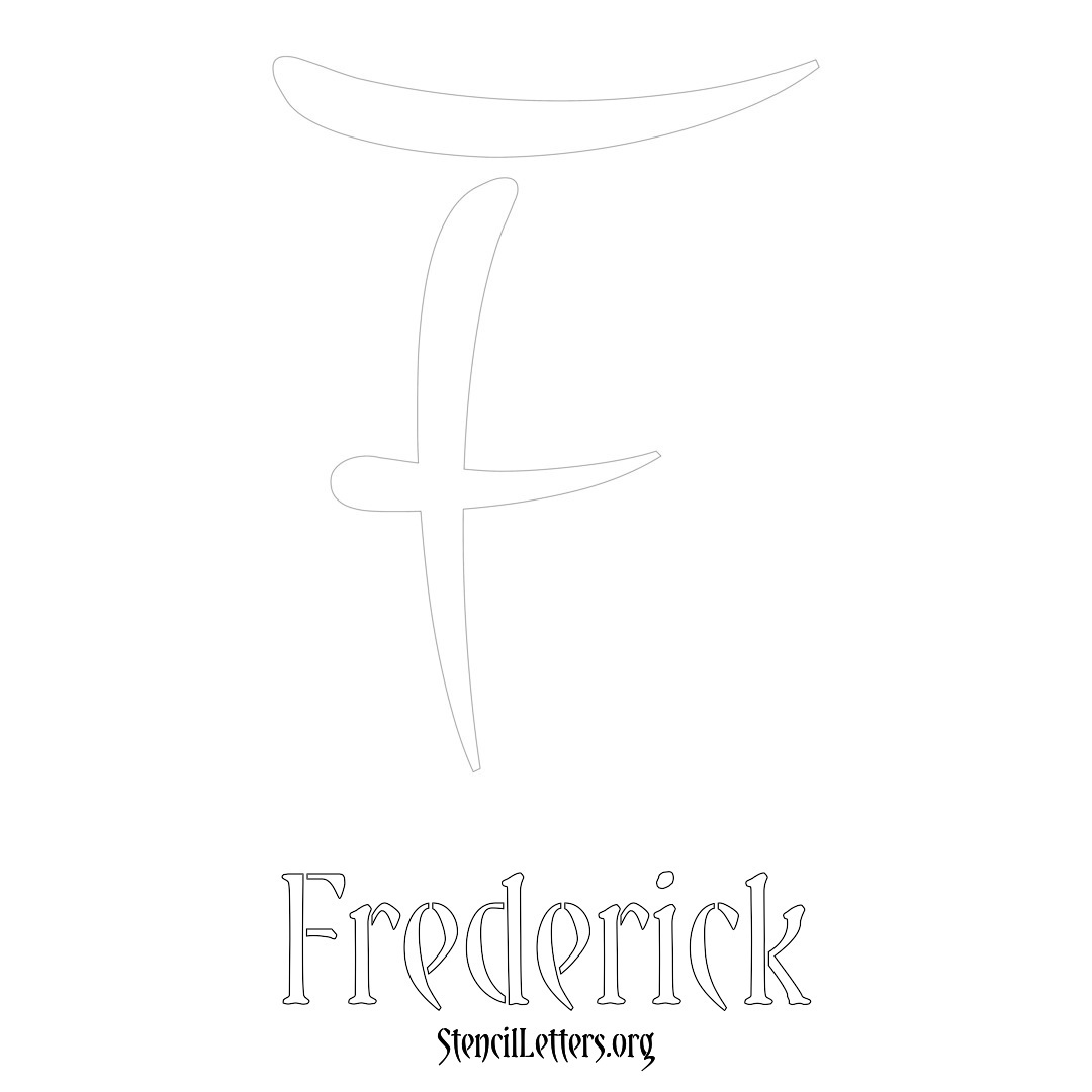 Frederick printable name initial stencil in Vintage Brush Lettering