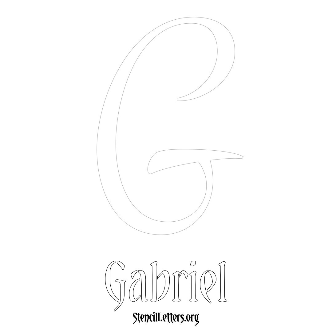 Gabriel printable name initial stencil in Vintage Brush Lettering