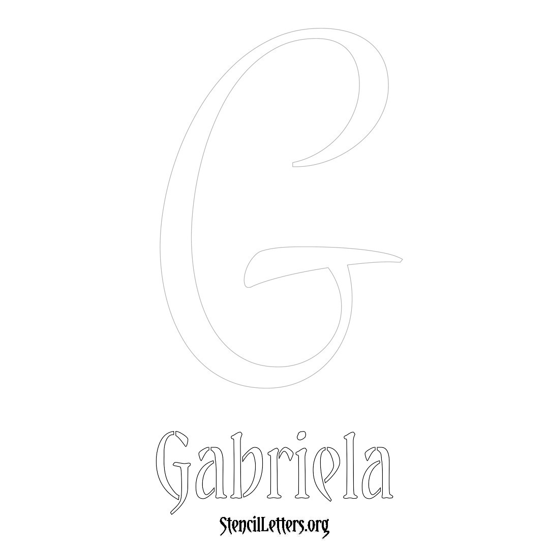 Gabriela printable name initial stencil in Vintage Brush Lettering