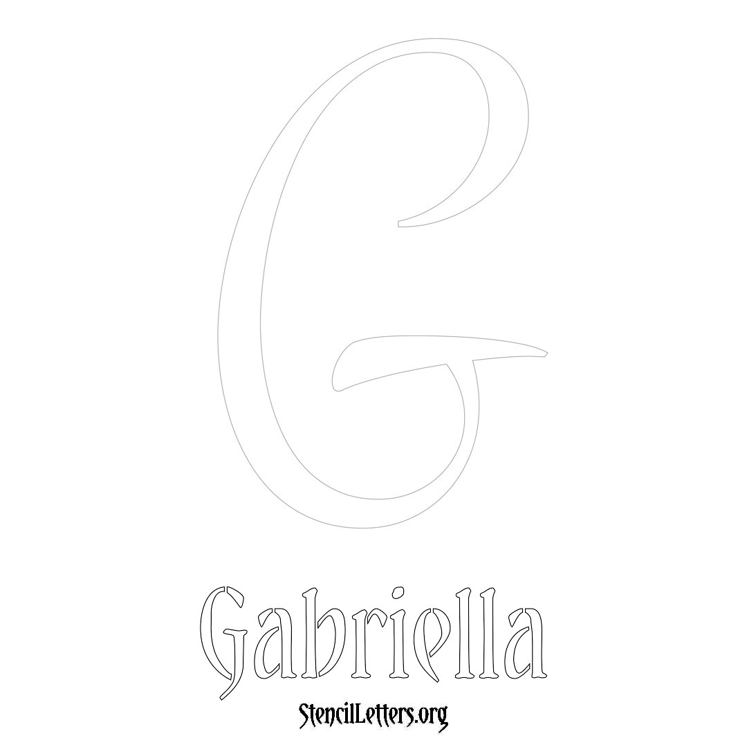 Gabriella printable name initial stencil in Vintage Brush Lettering