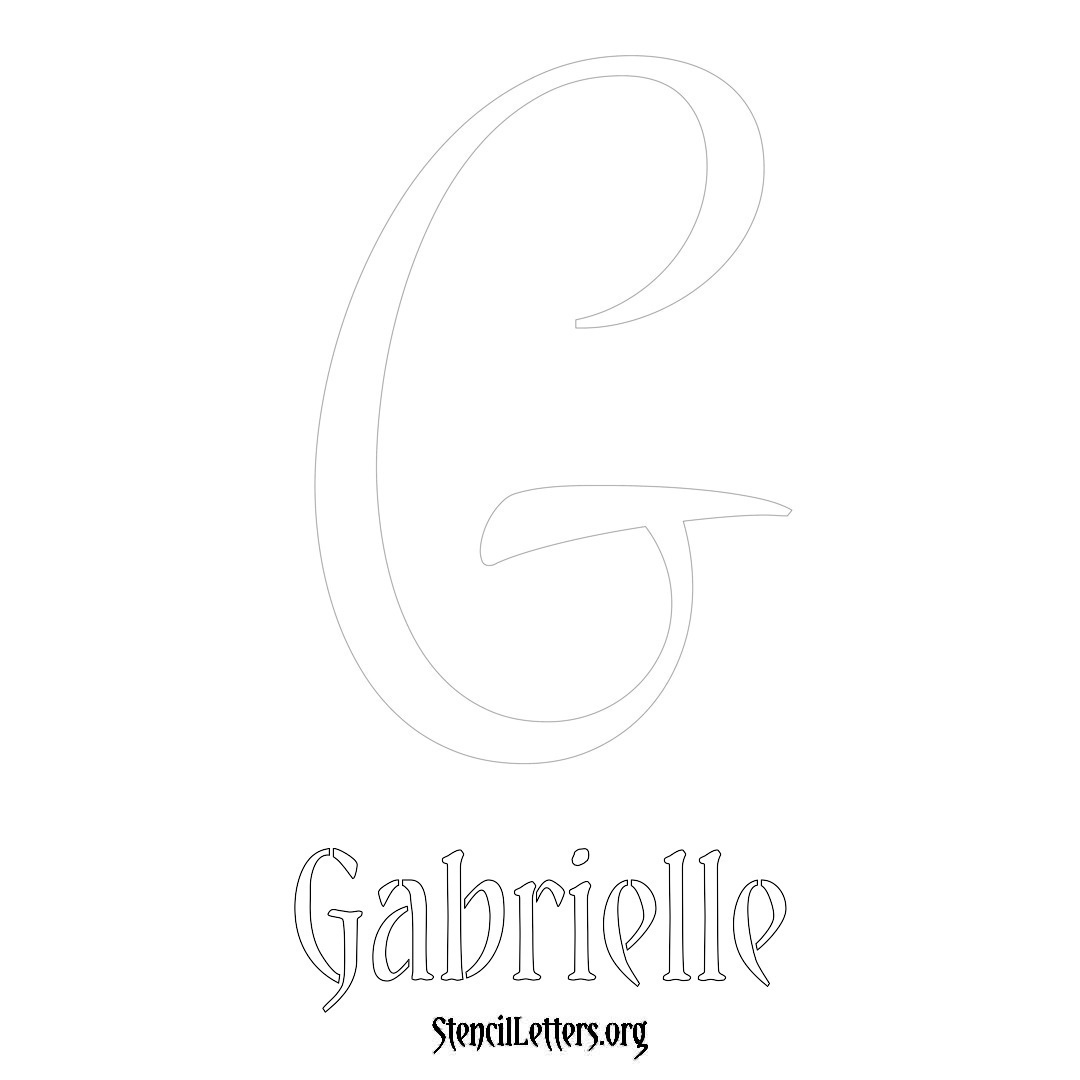 Gabrielle printable name initial stencil in Vintage Brush Lettering