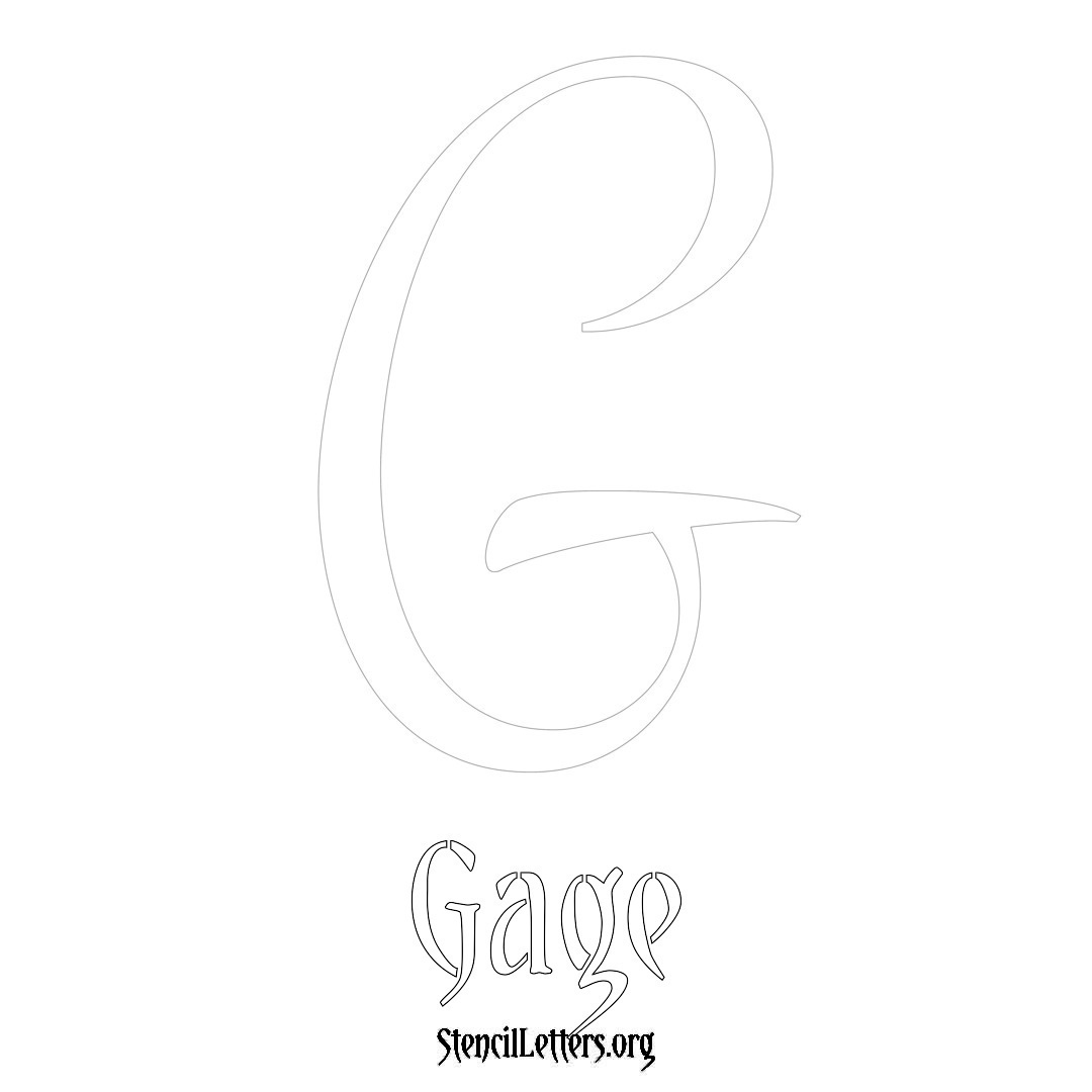 Gage printable name initial stencil in Vintage Brush Lettering