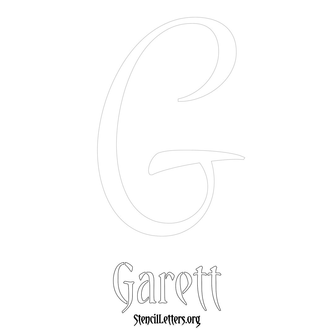 Garett printable name initial stencil in Vintage Brush Lettering