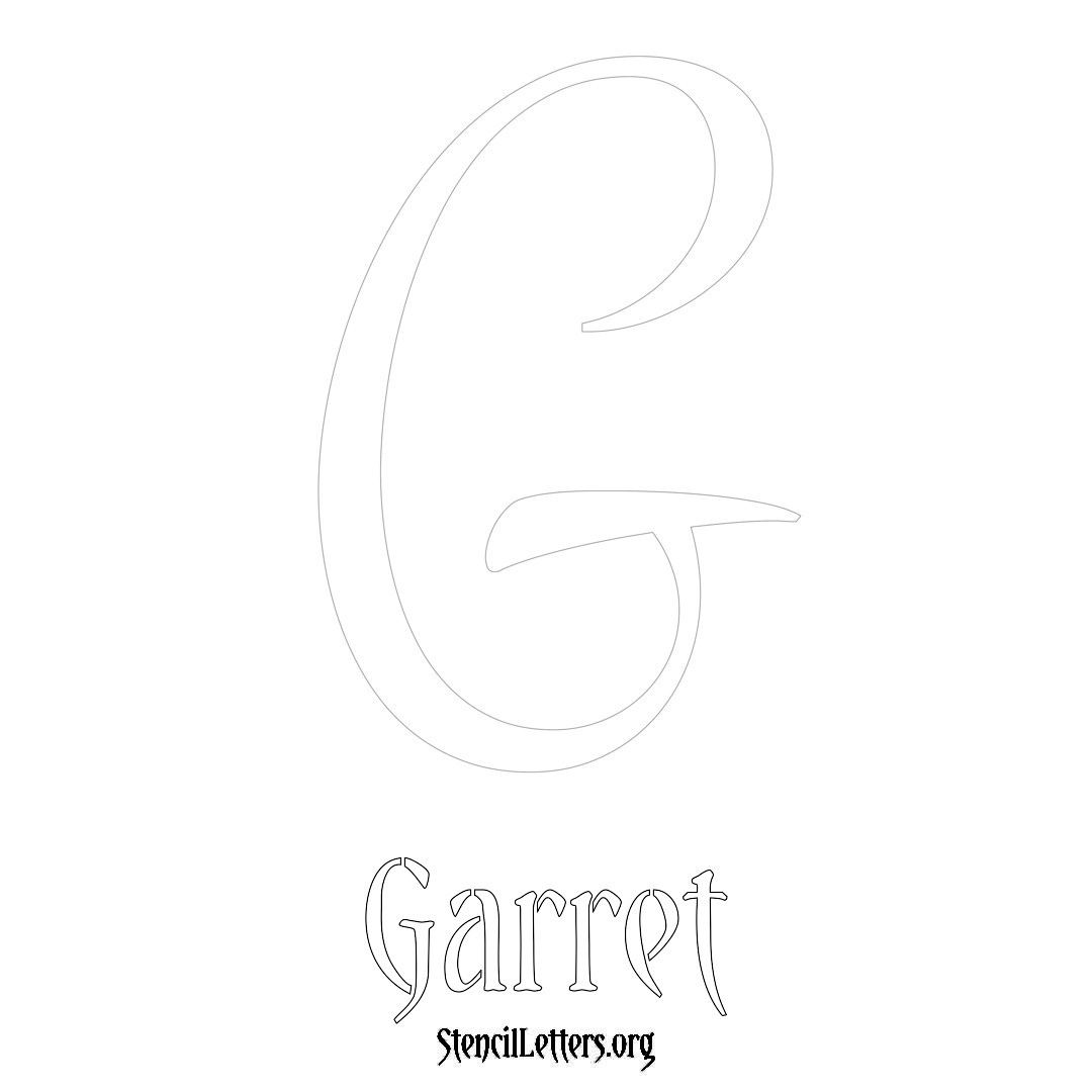 Garret printable name initial stencil in Vintage Brush Lettering