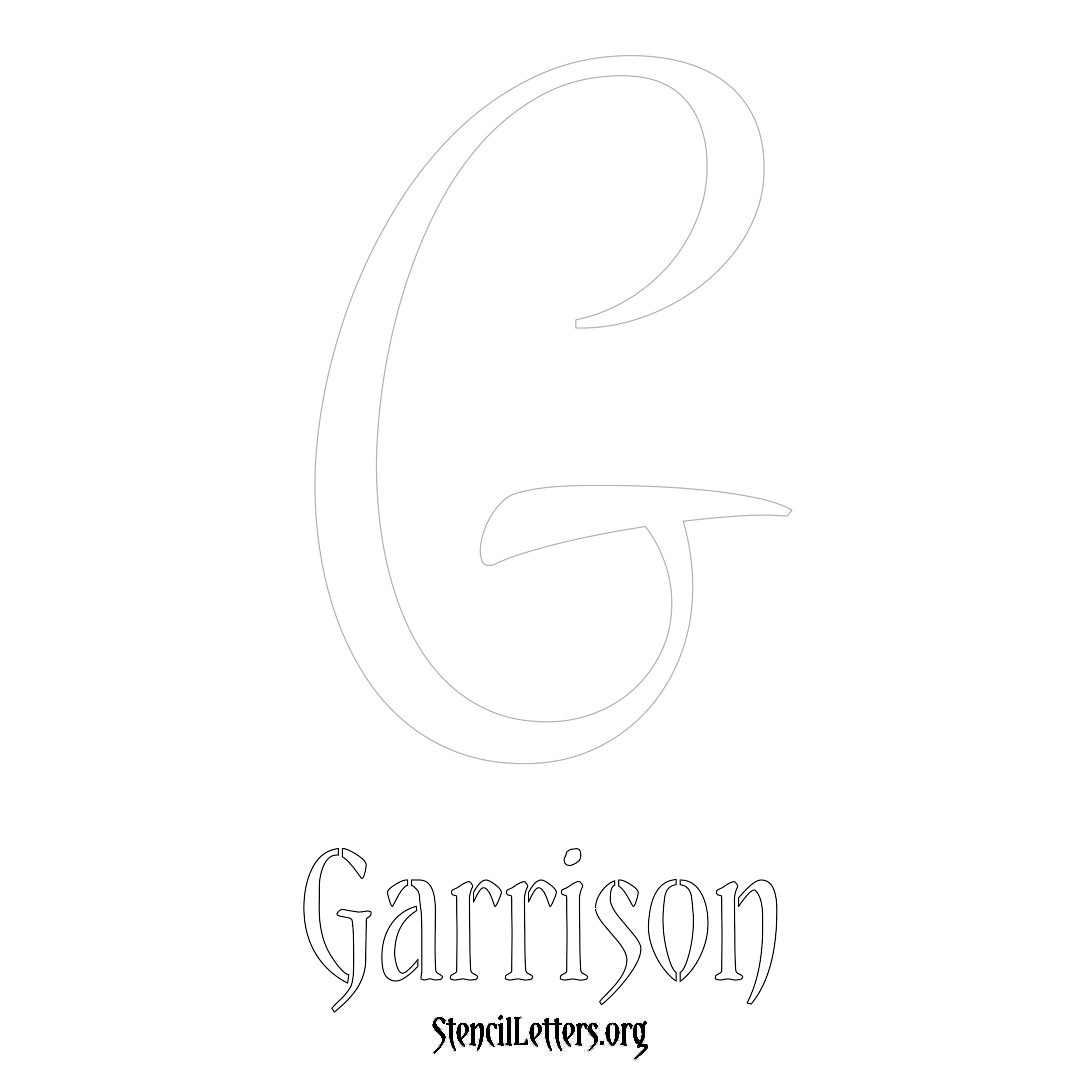 Garrison printable name initial stencil in Vintage Brush Lettering