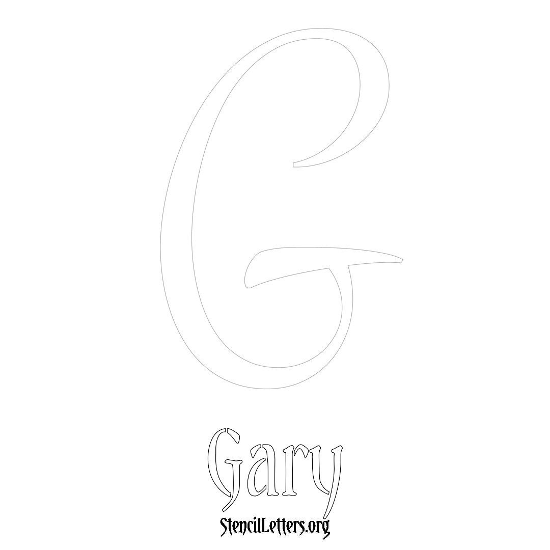 Gary printable name initial stencil in Vintage Brush Lettering