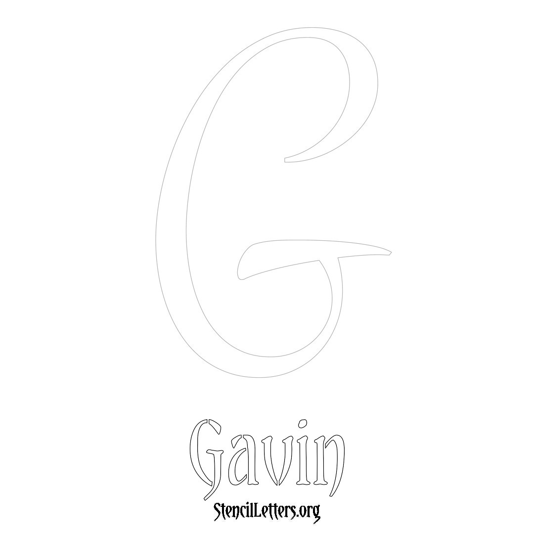 Gavin printable name initial stencil in Vintage Brush Lettering