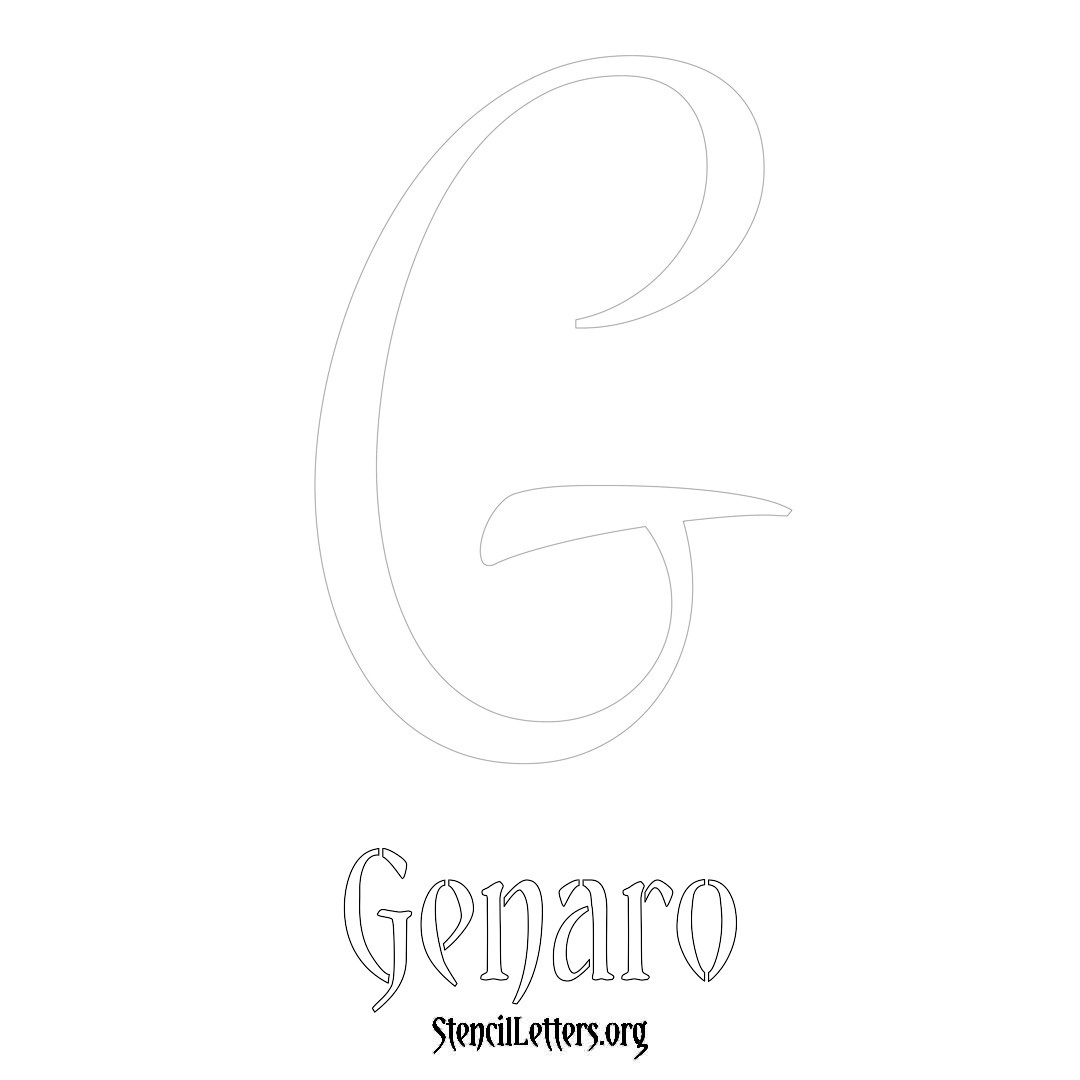 Genaro printable name initial stencil in Vintage Brush Lettering