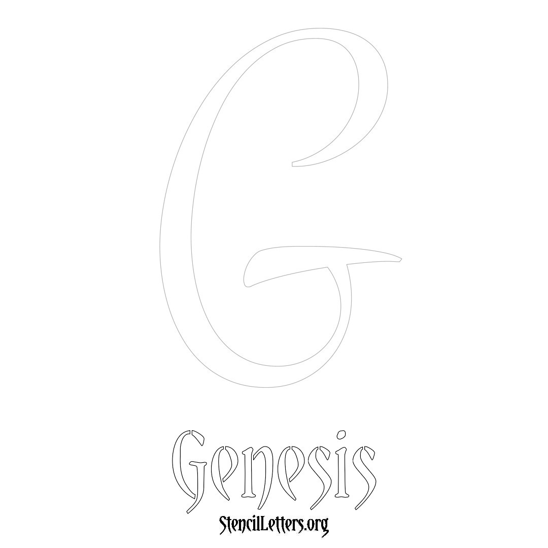 Genesis printable name initial stencil in Vintage Brush Lettering