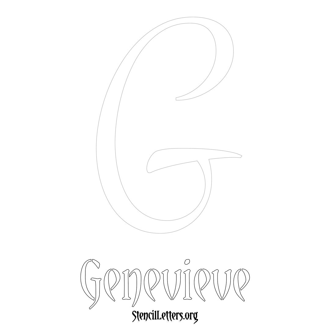 Genevieve printable name initial stencil in Vintage Brush Lettering