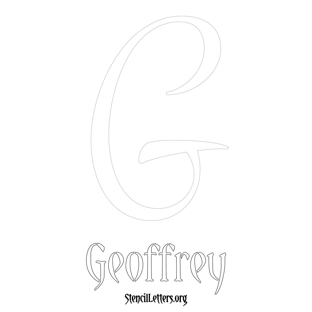 Geoffrey printable name initial stencil in Vintage Brush Lettering