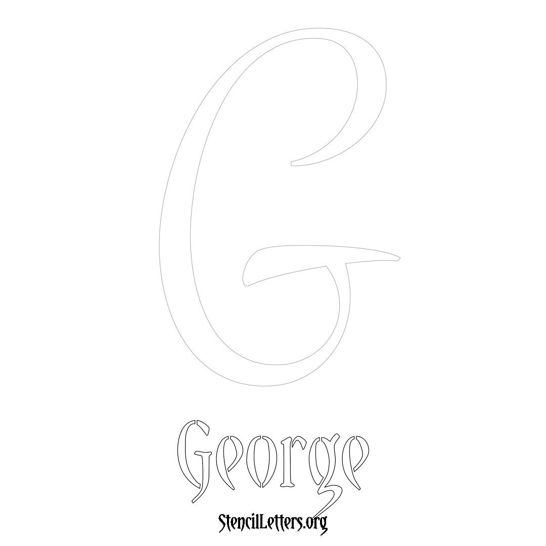 George printable name initial stencil in Vintage Brush Lettering