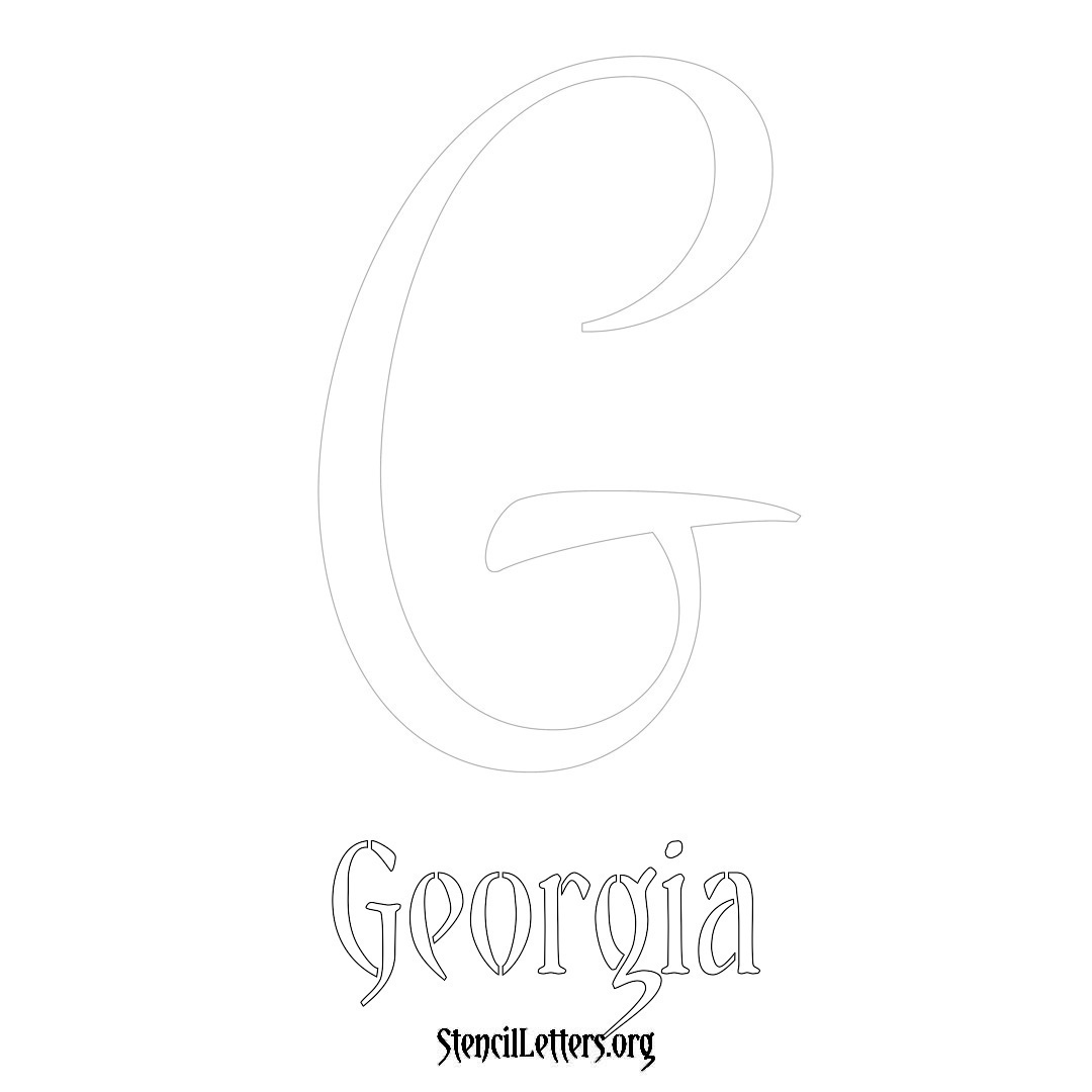 Georgia printable name initial stencil in Vintage Brush Lettering