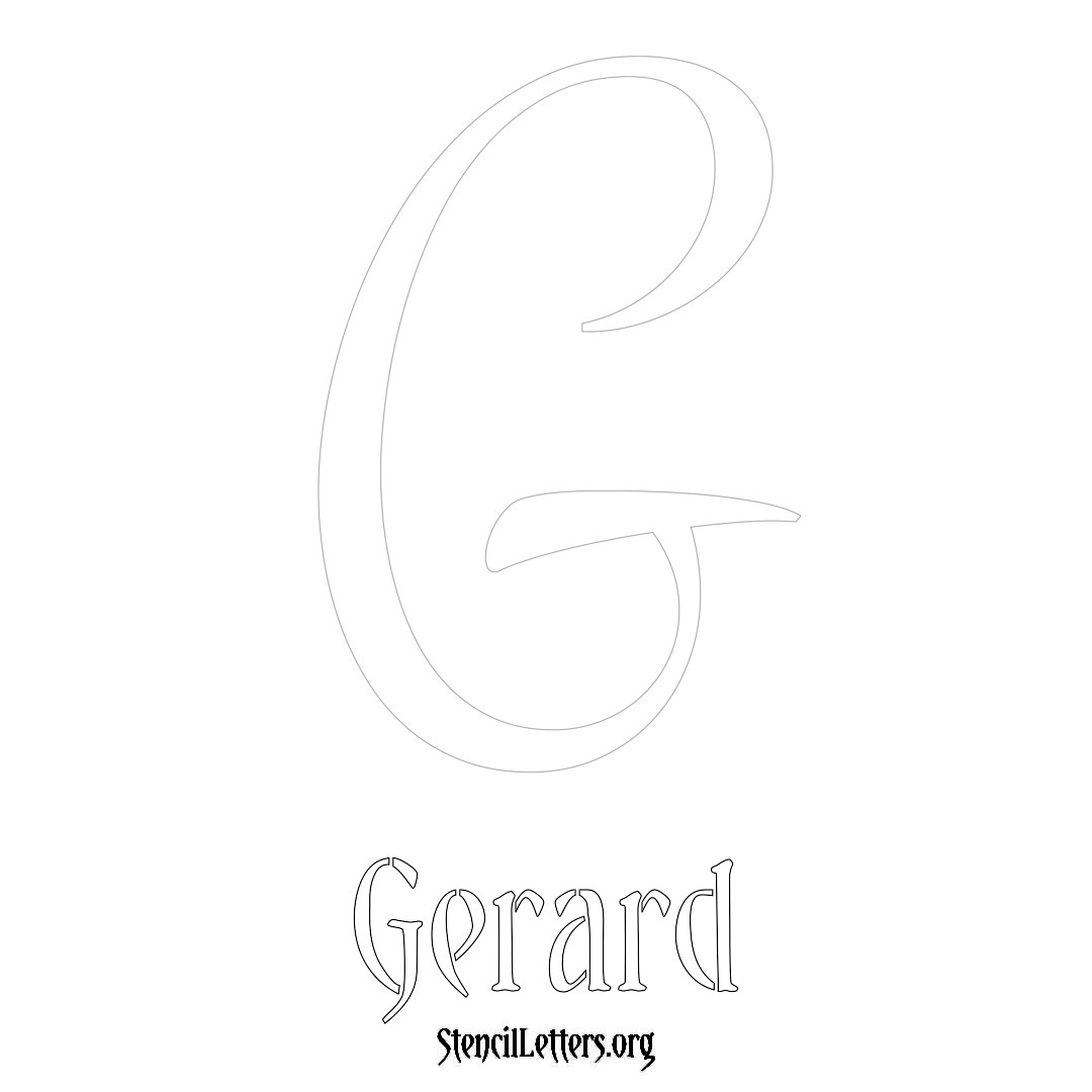 Gerard printable name initial stencil in Vintage Brush Lettering