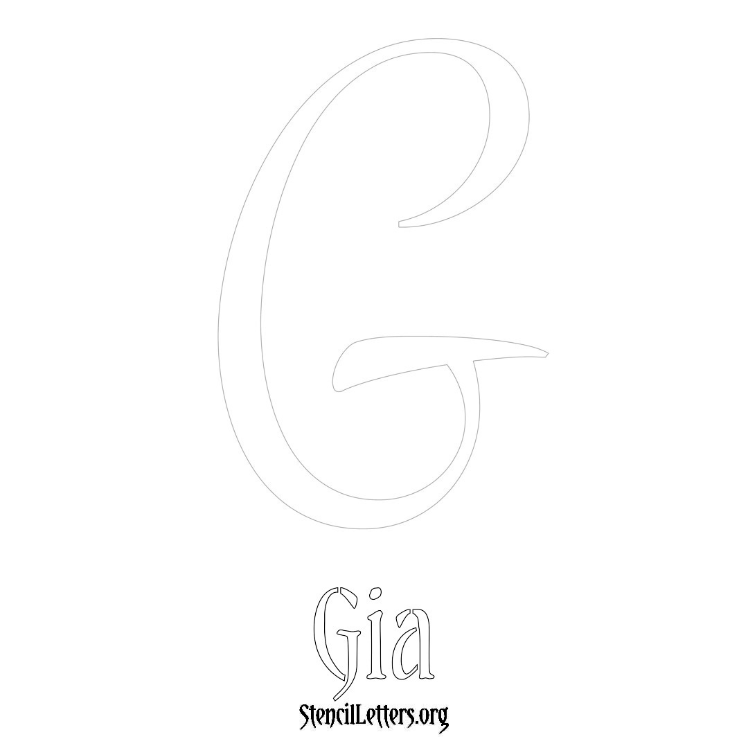 Gia printable name initial stencil in Vintage Brush Lettering