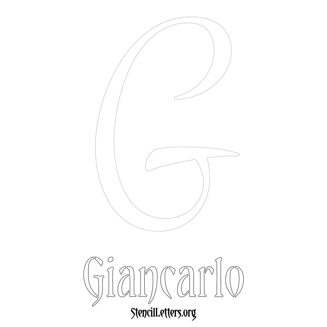 Giancarlo printable name initial stencil in Vintage Brush Lettering