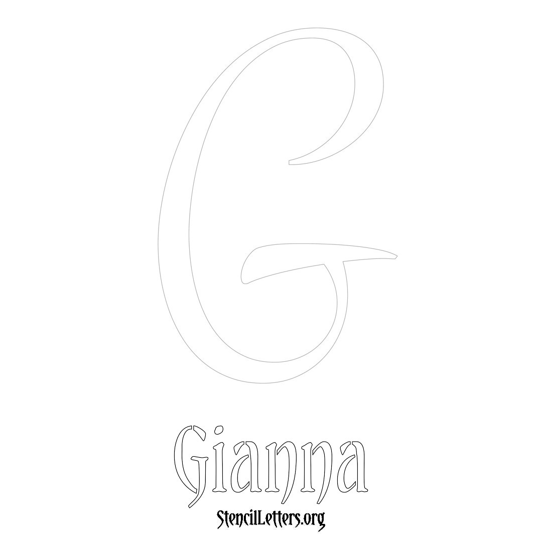 Gianna printable name initial stencil in Vintage Brush Lettering