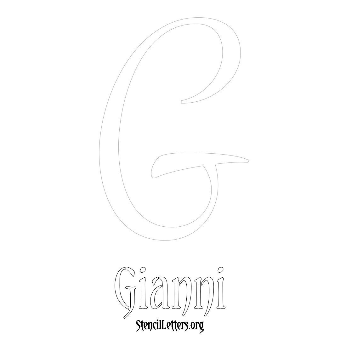Gianni printable name initial stencil in Vintage Brush Lettering