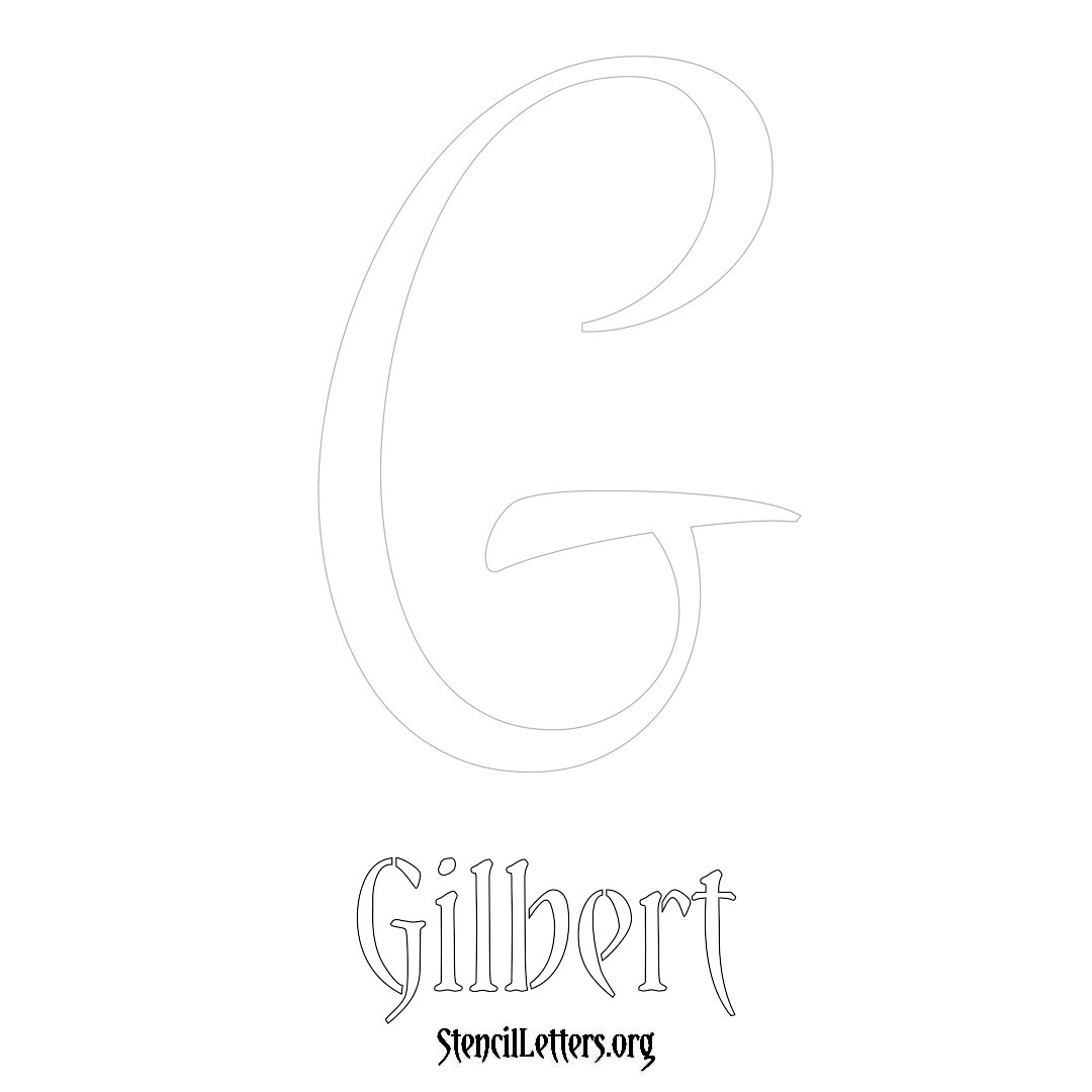 Gilbert printable name initial stencil in Vintage Brush Lettering