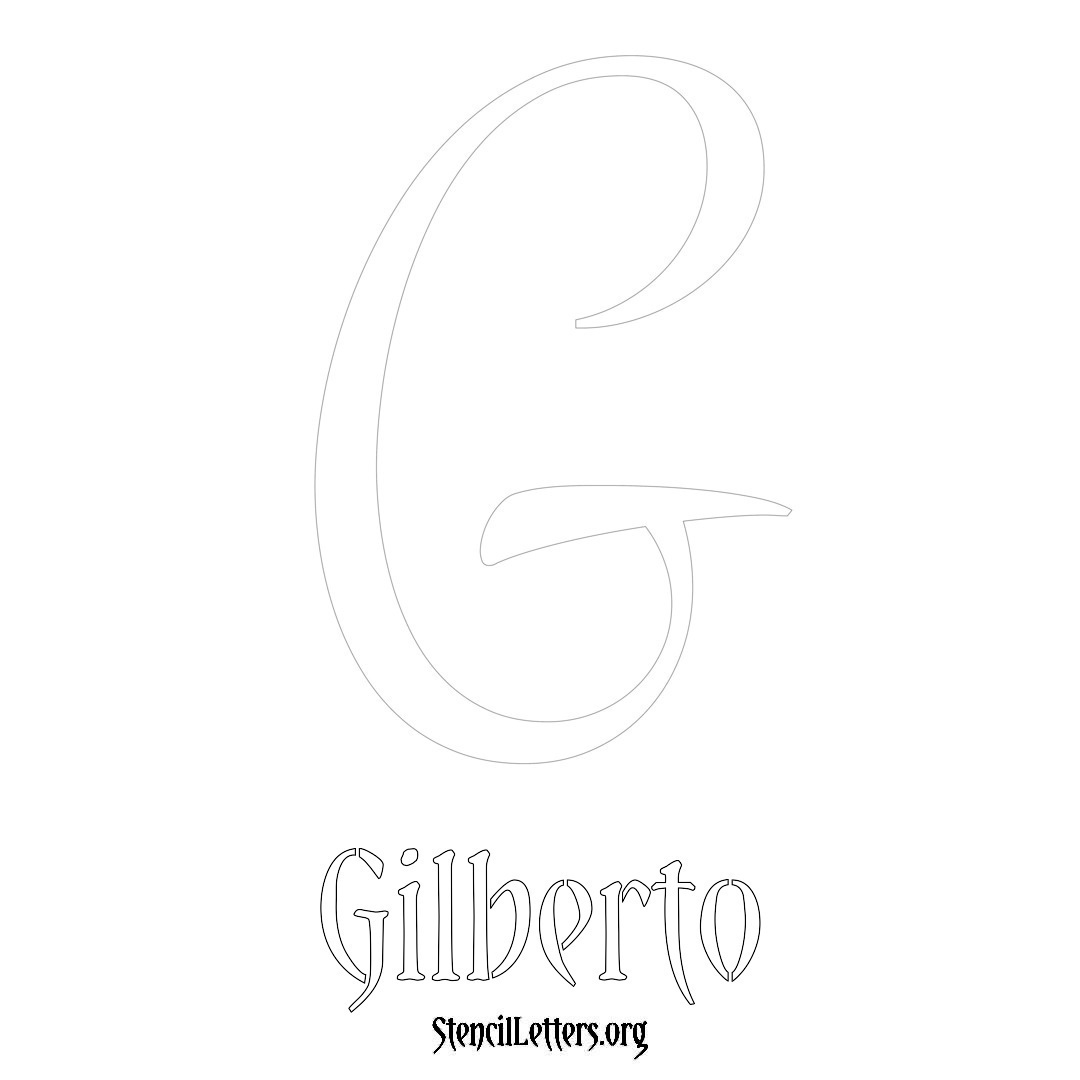 Gilberto printable name initial stencil in Vintage Brush Lettering