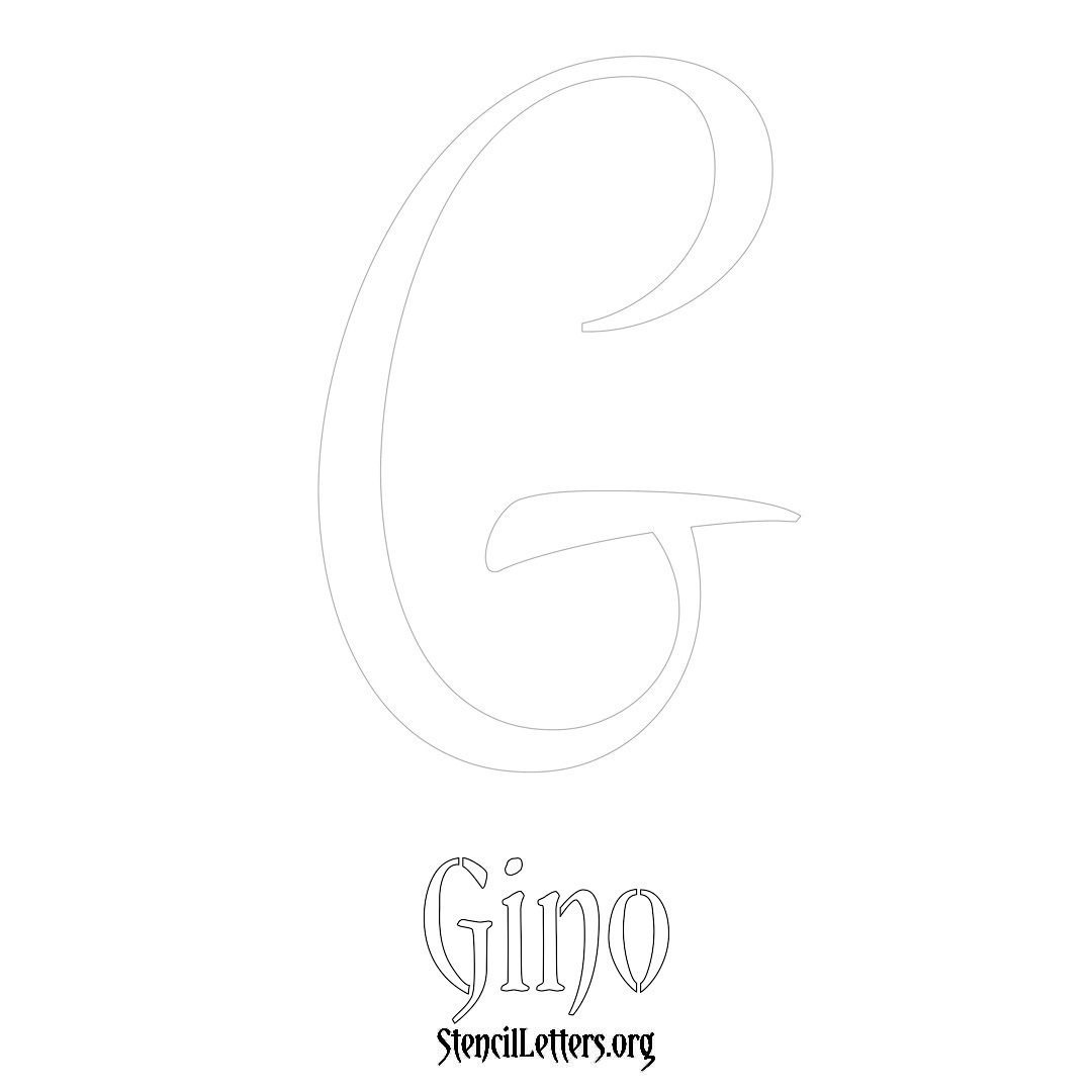 Gino printable name initial stencil in Vintage Brush Lettering