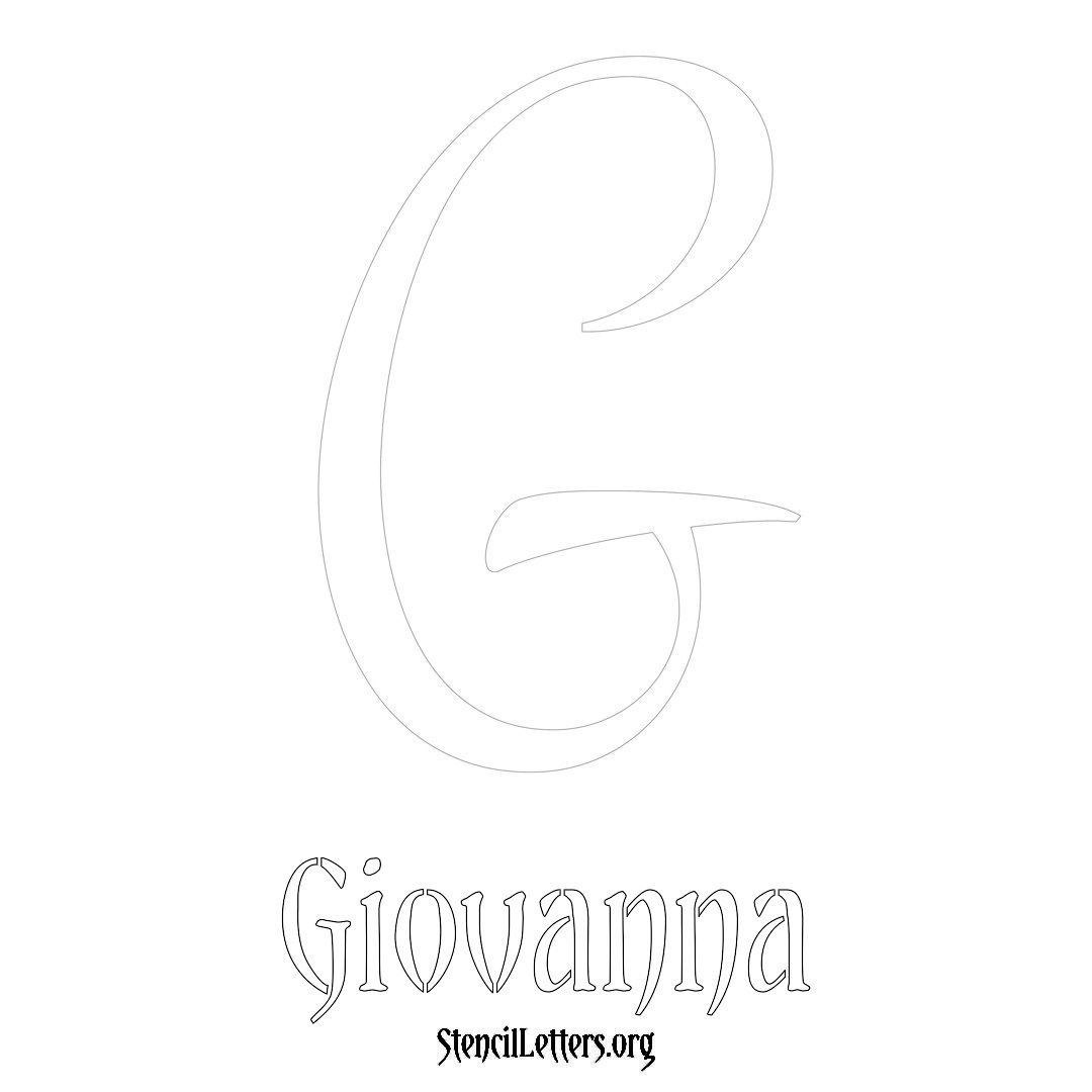 Giovanna printable name initial stencil in Vintage Brush Lettering