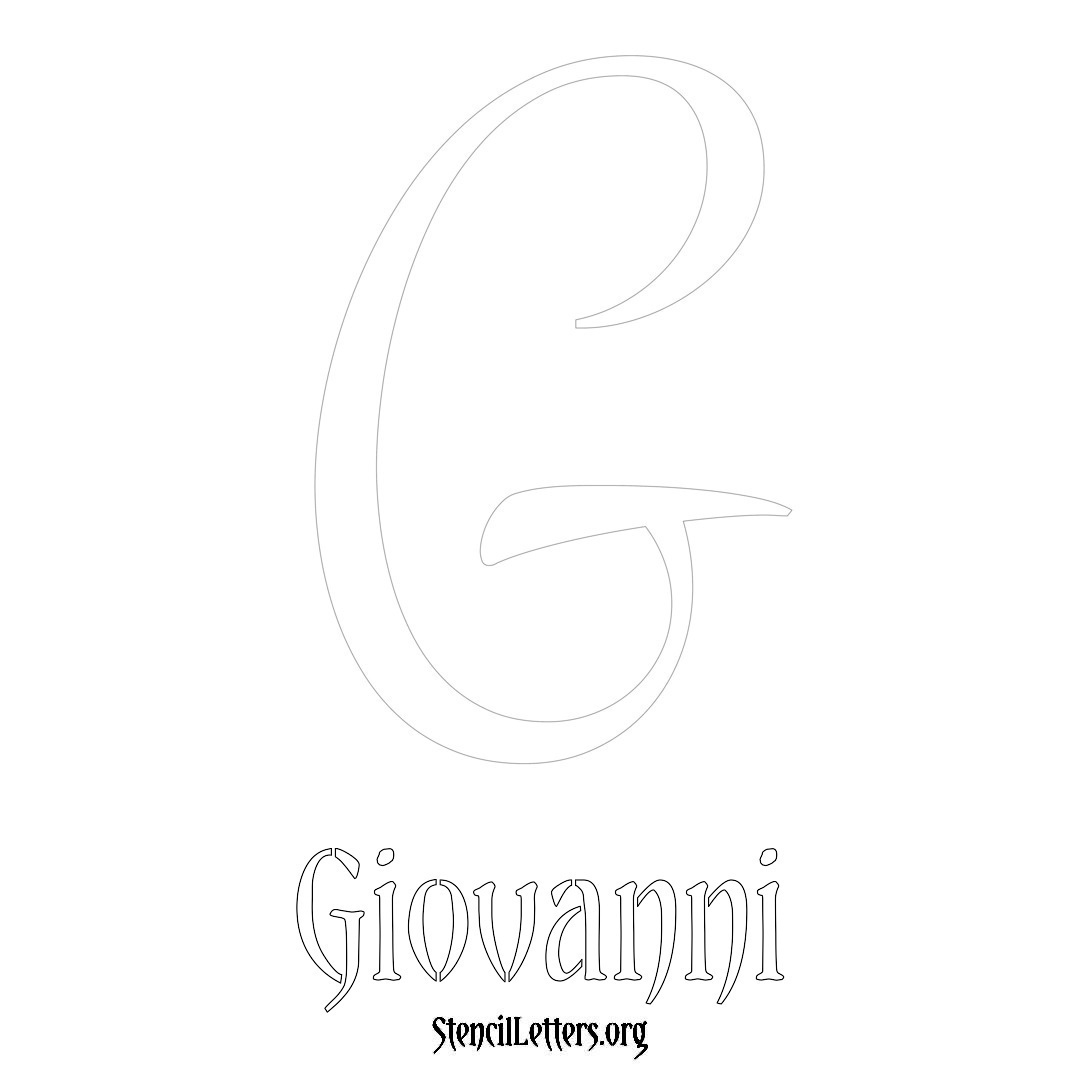 Giovanni printable name initial stencil in Vintage Brush Lettering