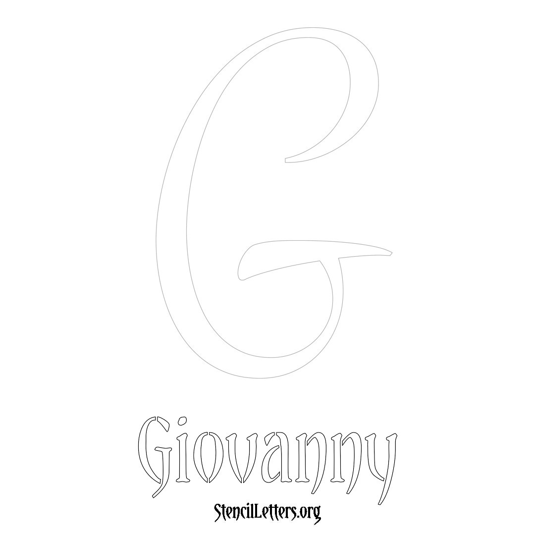 Giovanny printable name initial stencil in Vintage Brush Lettering