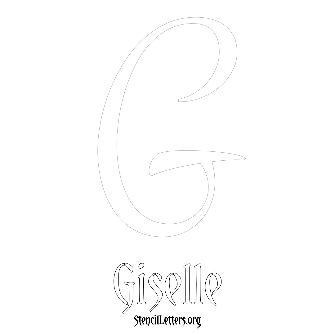 Giselle printable name initial stencil in Vintage Brush Lettering